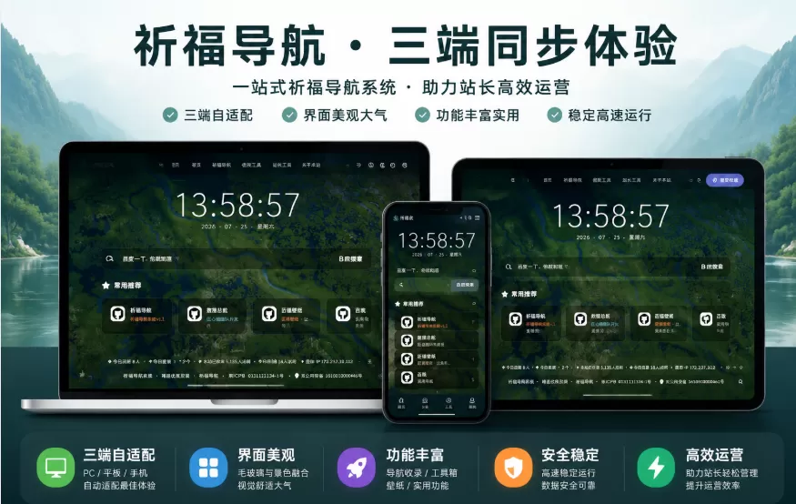 祈福导航系统V1.8修复后台问题 新增批量操作站点和分类功能-黑狗资源库